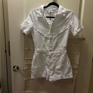 Zara White Zip-Up Romper